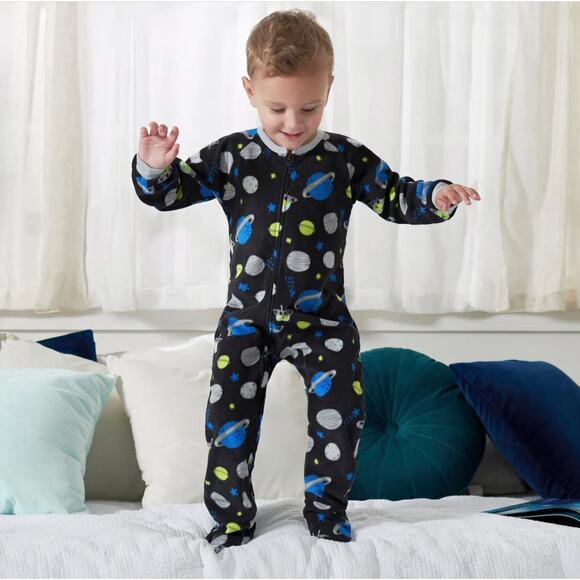 NWT Baby 2 Pack Gerber Alien Fleece Sleep Pajamas with Padded Feet - Picture 1 of 10